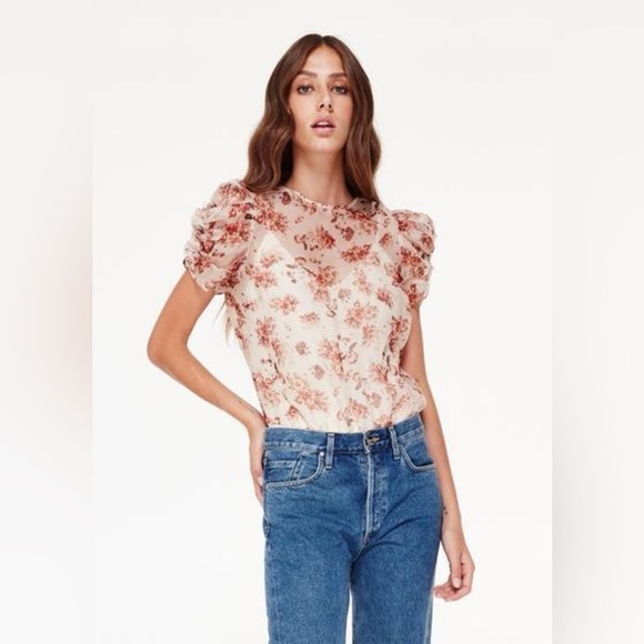 Cami NYC Louisa short sleeve silk floral bodysuit - Picture 2 of 9